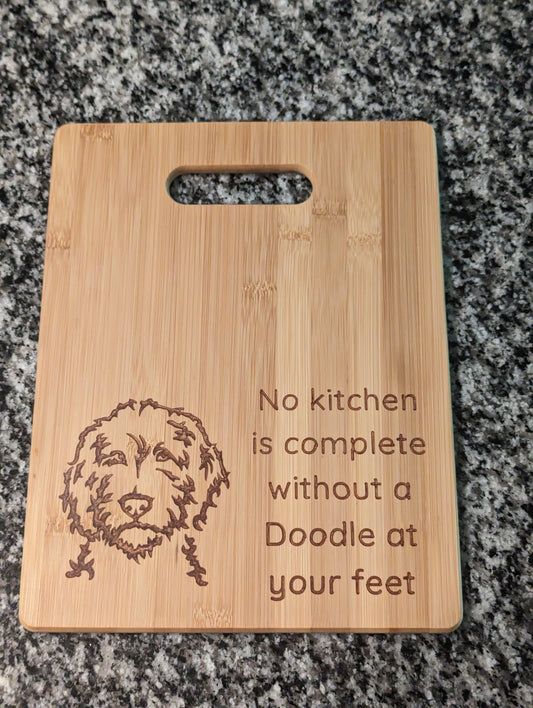 No Kitchen Is Complete Without a Doodle at Your Feet Charcuterie Board - 11 x 8 inch Cutting Board with Copper Resin Detailing