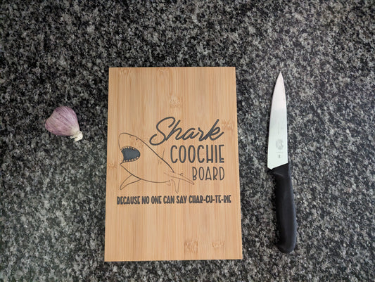 Shark Coochie Board Cutting Board - Funny 12x8 inch Cutting Board with Resin Detailing