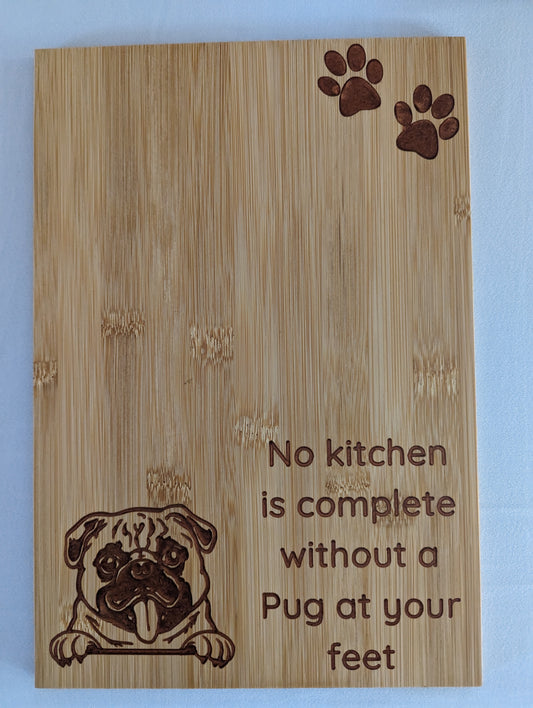 Pug Cutting Board - No Kitchen Is Complete Without a Husky at Your Feet Charcuterie Board - 12x8 inch Cutting Board with Copper Resin Detailing