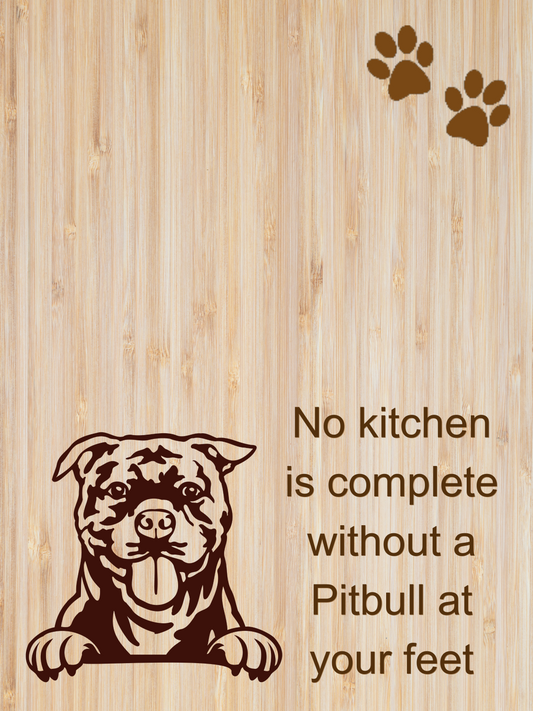 No Kitchen Is Complete Without a Pitbull at Your Feet Charcuterie Board - 12x8 inch Cutting Board with Copper Resin Detailing