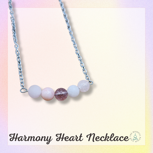 Harmony Heart Gemstone Necklace - Rose Quartz, Opal, Aventurine, Morganite, Quartz
