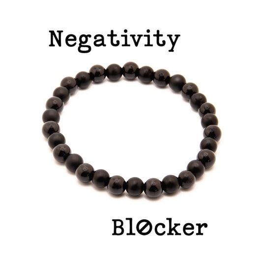 Black Tourmaline and Matte Onyx Stretch Bracelet for Energy Protection