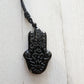 Unisex Obsidian Hand of Fatima/Hasma Hand Talisman Adjustable Necklace