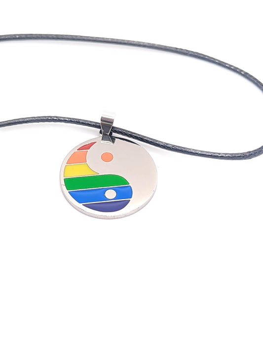 Unisex Pride Rainbow Yin Yang Necklace